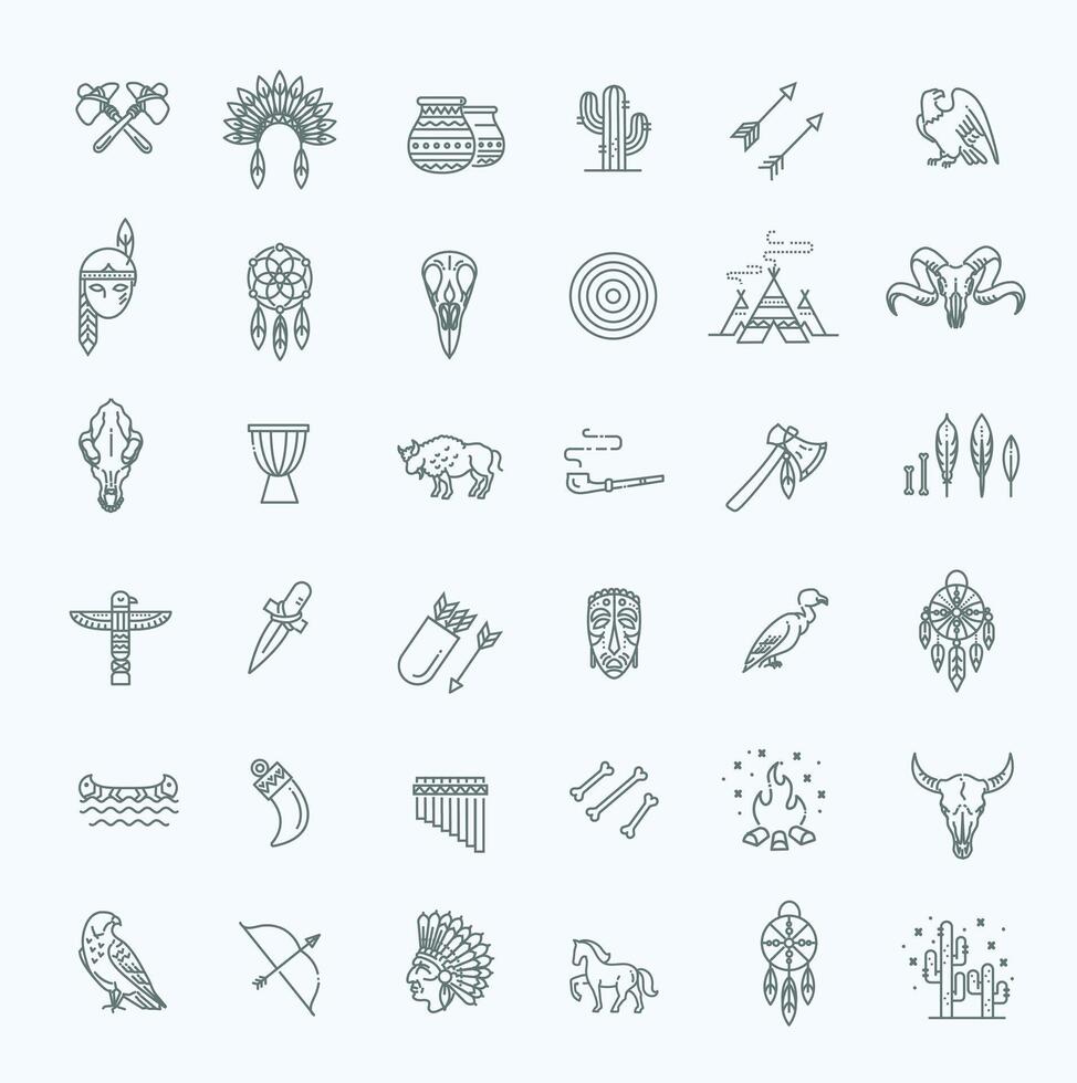Wild west american indian symbols vector