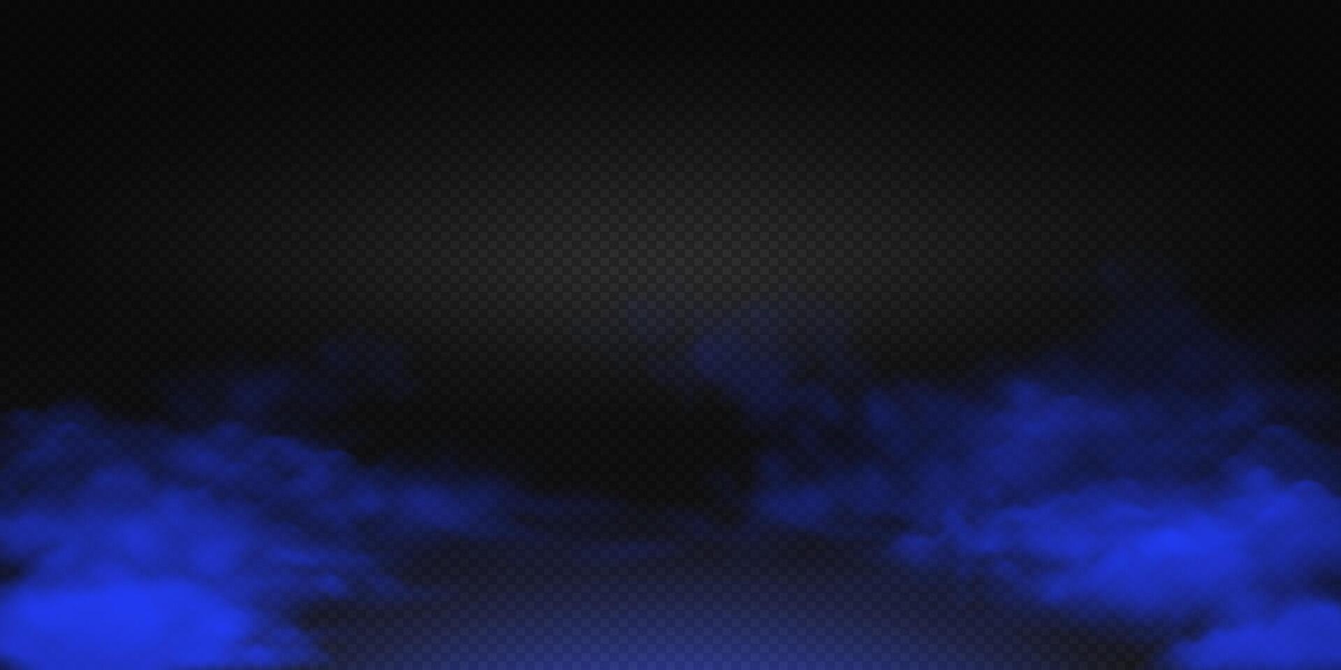 Mystical blue smoke on floor swirls across dark background creating an enigmatic atmosphere. Perfect for adding depth to digital projects or graphic design with copy space. vector