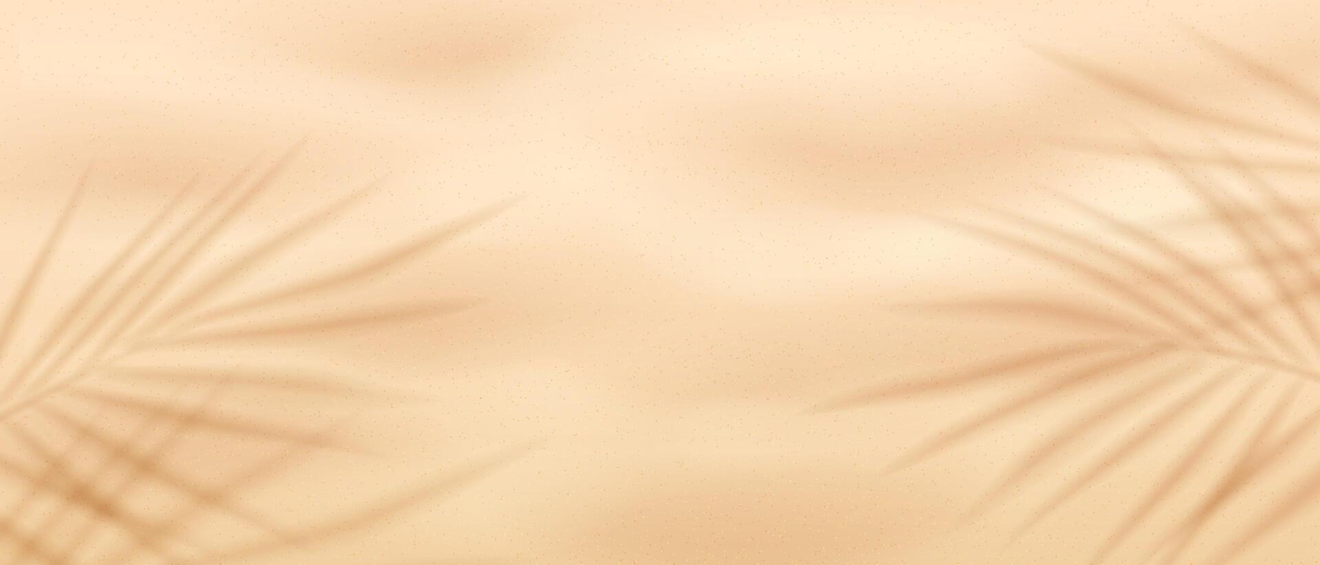 Sandy background, top view. Abstract background with palm leaf shadows creating a soft pattern on a beige backdrop. Warm sandy tones evoke a tropical feel. Ideal for summer themes. vector