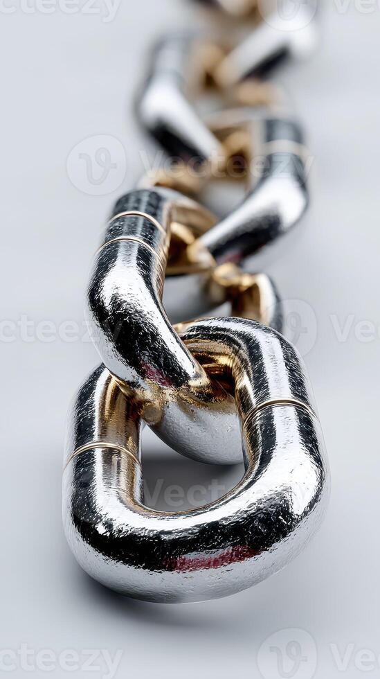 Metallic chain link design showcasing shiny silver and gold finishes crafted with precision for industrial applications photo