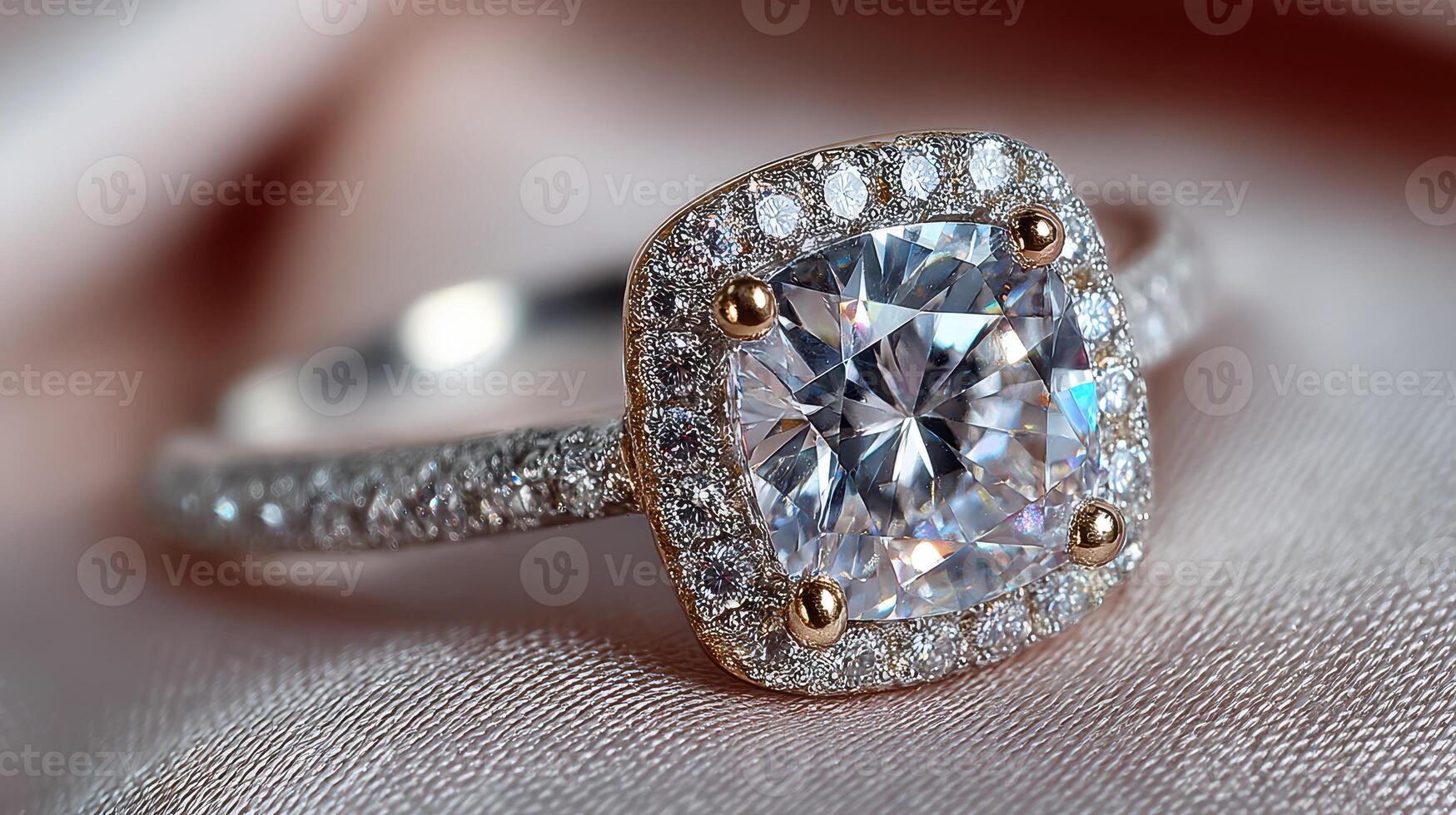 Sparkling diamond engagement ring showcased against a soft satin backdrop highlighting its elegance and craftsmanship photo