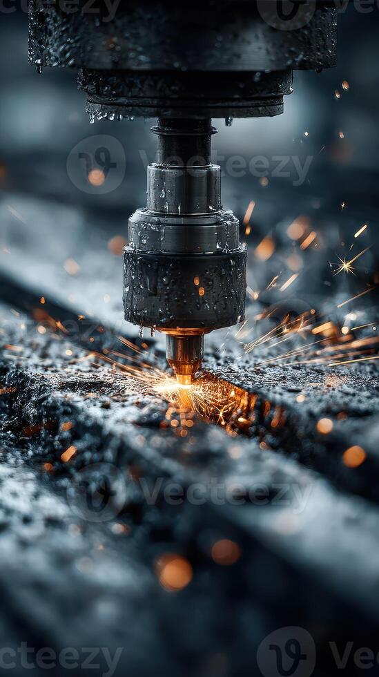 Detailed view of a metal cutting process showcasing sparks in a workshop during the day photo