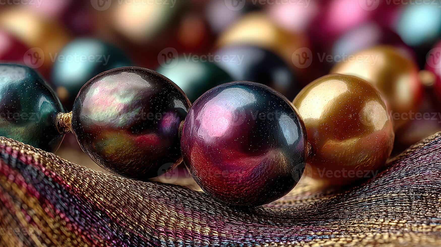 Colorful beads arranged on a textured fabric showcasing craftsmanship and elegance in jewelry making photo