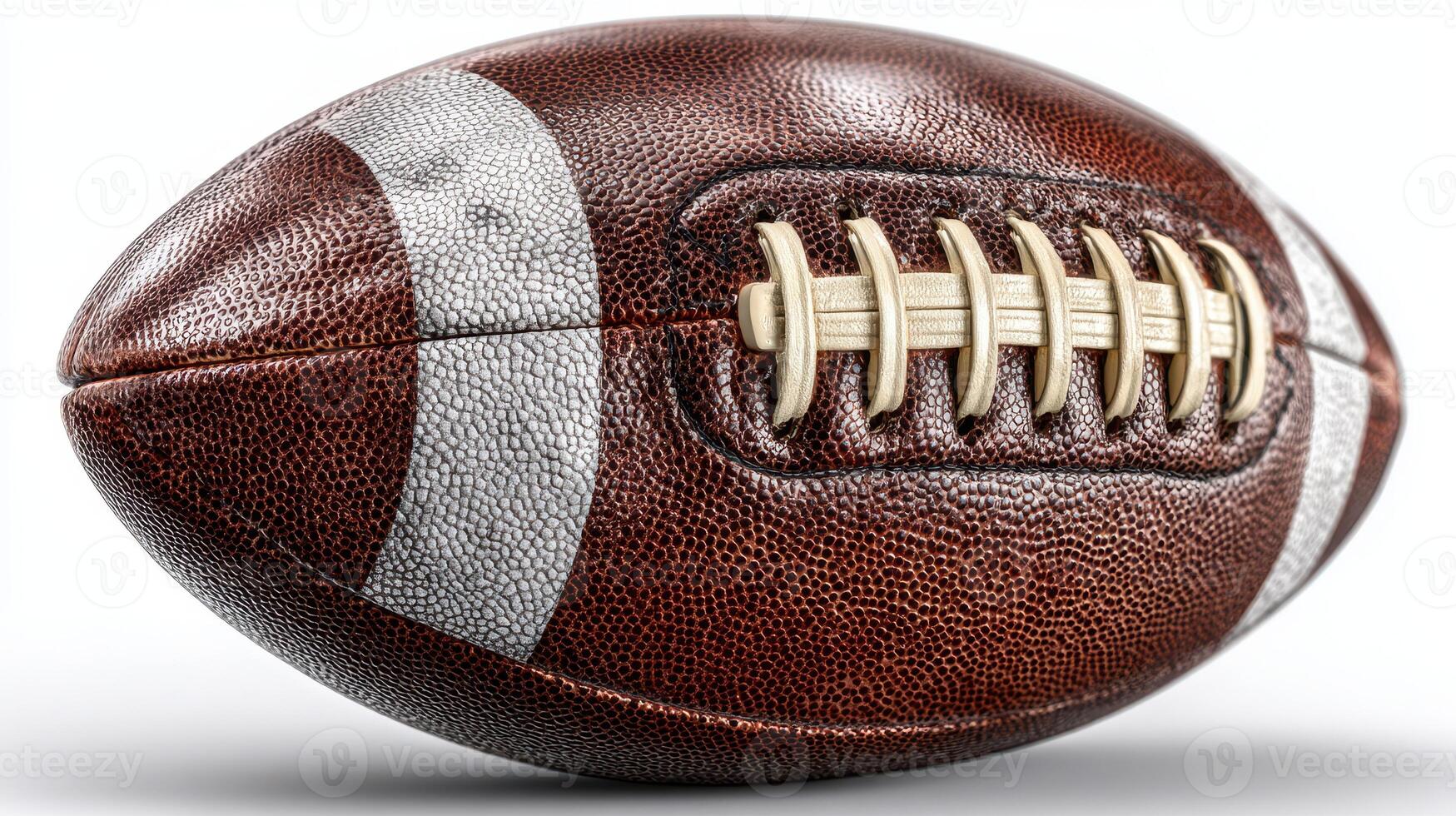 High-quality leather football resting on a plain surface showcasing craftsmanship and details of stitching and texture photo