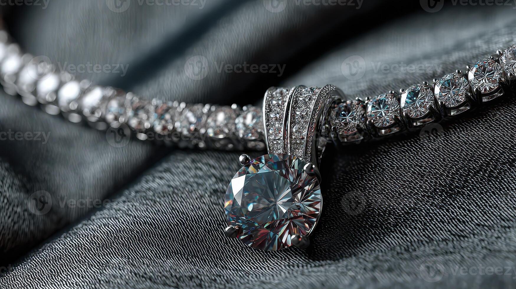 Stunning diamond necklace displayed on elegant fabric showcasing luxurious craftsmanship and timeless beauty photo