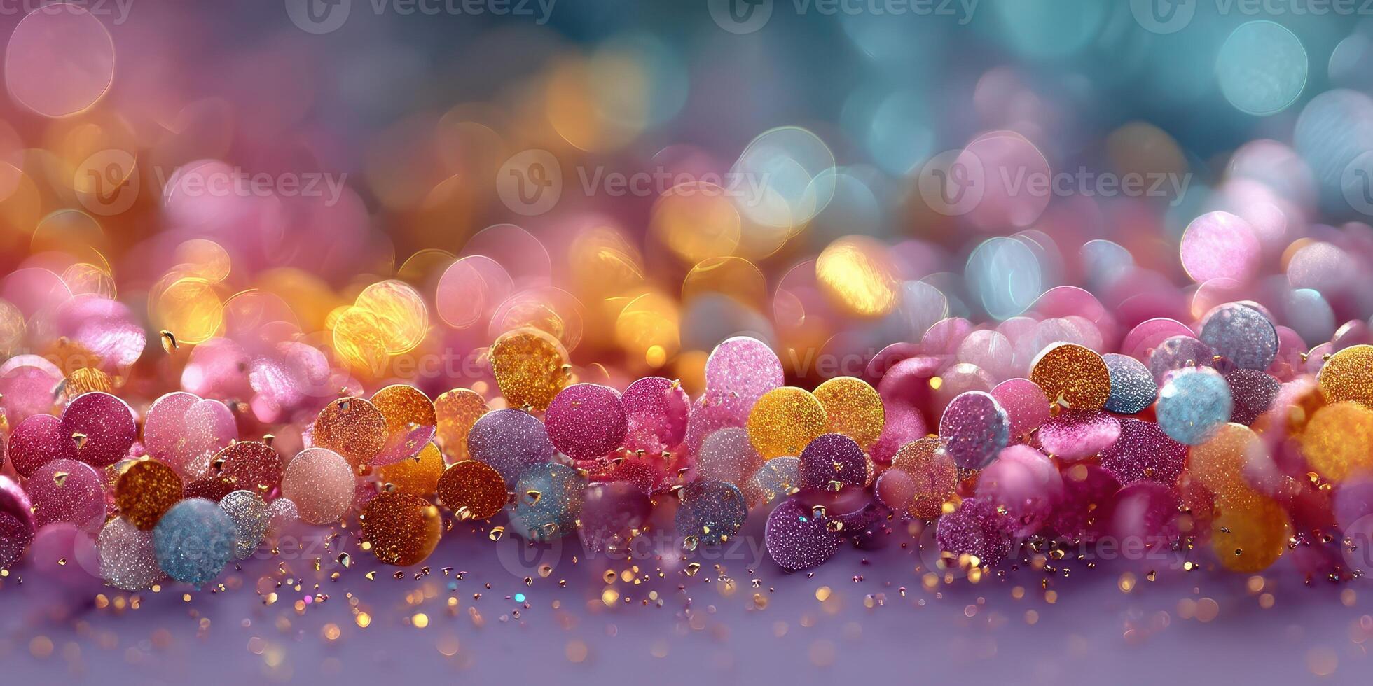 Colorful sparkling glitter in vibrant shades creating an enchanting background for festive decorations photo