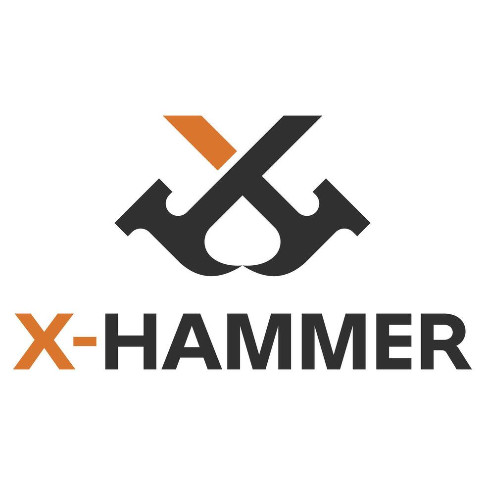 x-hammer build construction flat minimalist logo design vector