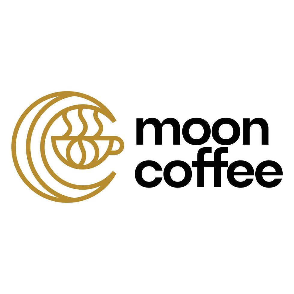 moon cafe shop flat minimalist logo design vector
