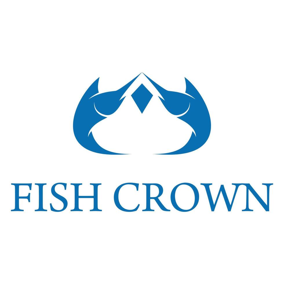 king fish crown flat minimalist logo design vector