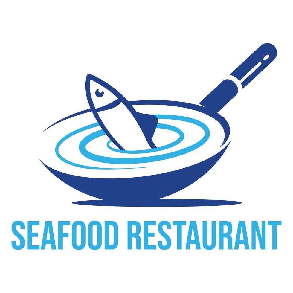 isolated seafood restaurant flat minimalist logo design vector