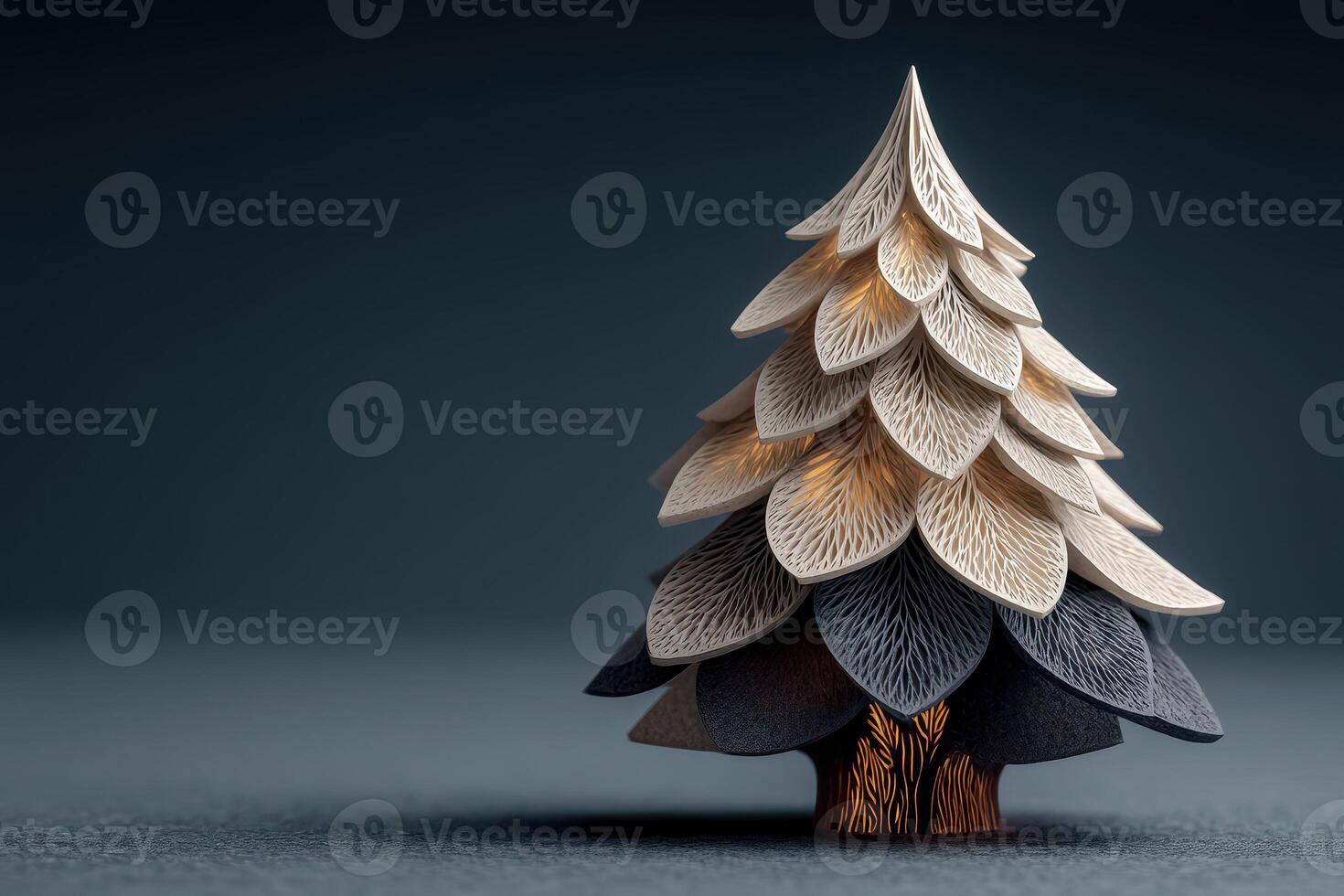 Elegant handcrafted paper tree with layered leaves and subtle lighting on dark background photo