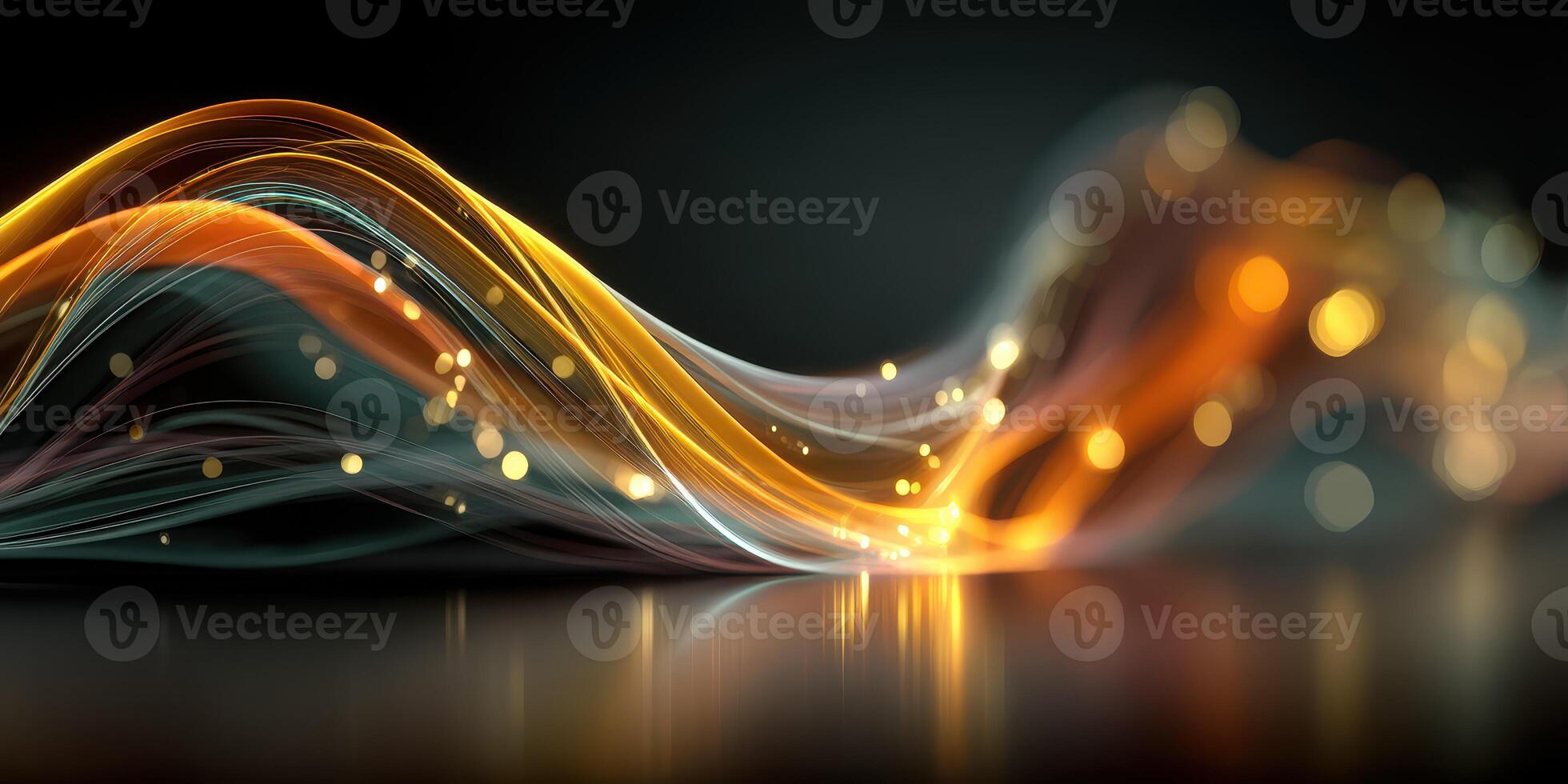Dynamic light waves creating a mesmerizing abstract design in dark surroundings with glowing effects and smooth motion photo