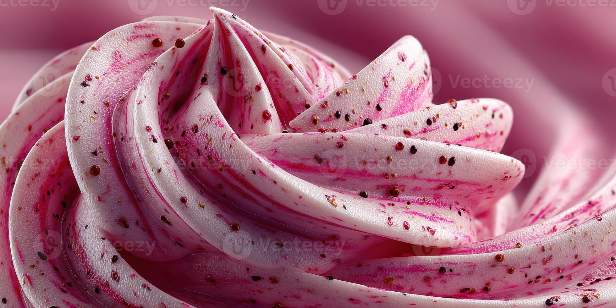 Delicious pink frosting swirled into a rose shape at a baking event in a sunny kitchen photo