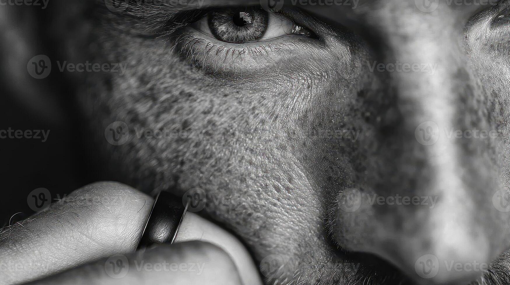 Man contemplating life with ring in hand during intimate moment in black and white photo
