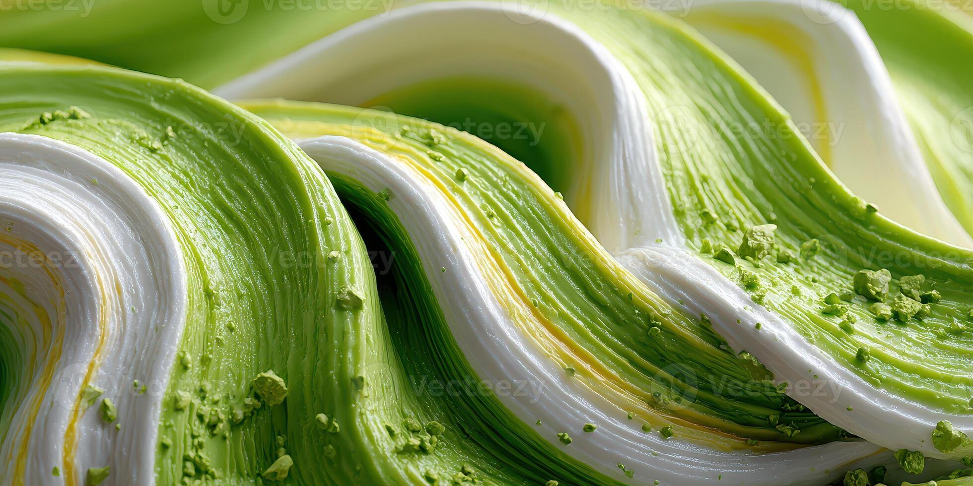 Swirling green and white mixture showcasing craftsmanship in dessert preparation at a culinary event photo