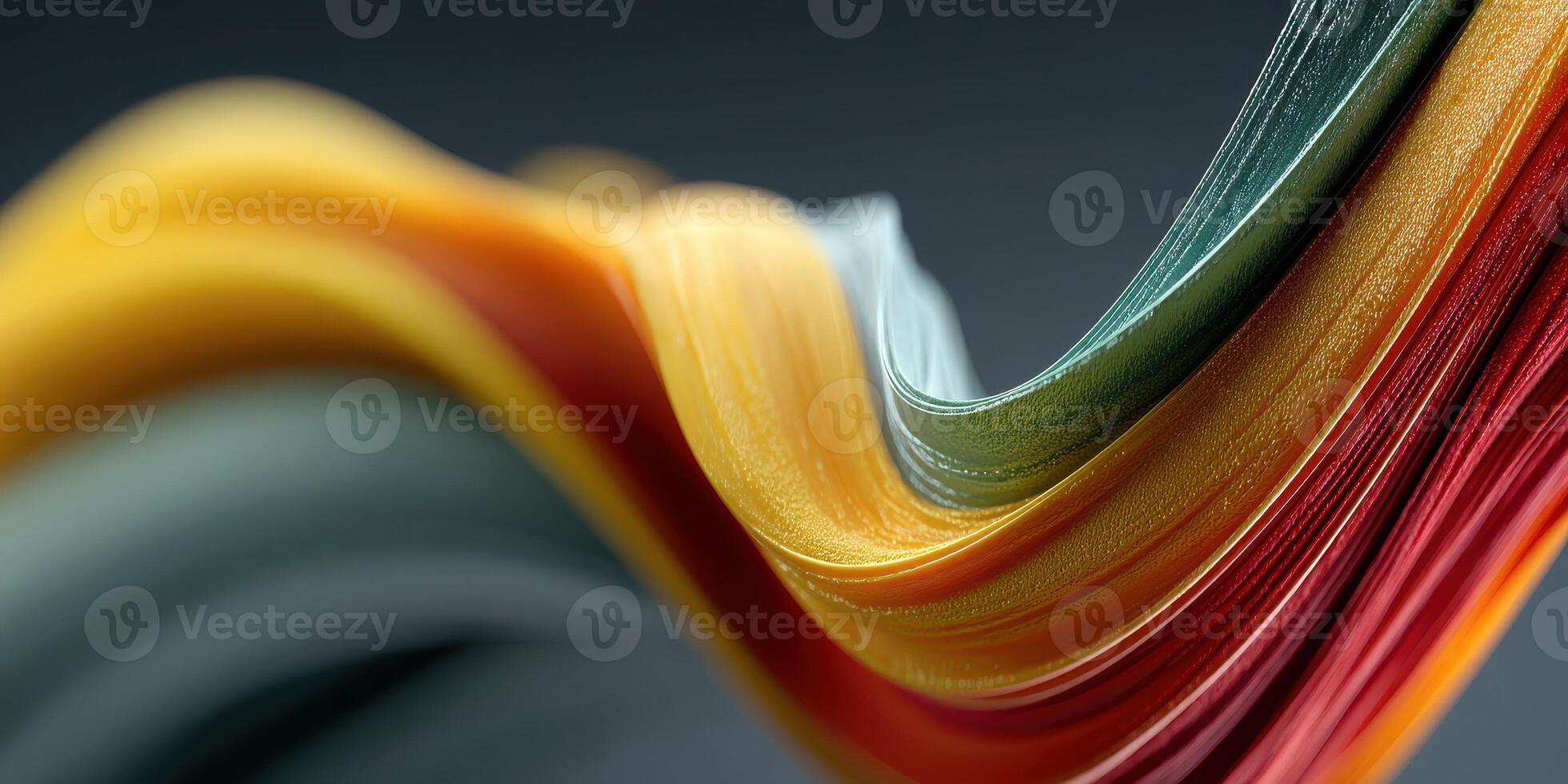 Colorful wave of flowing fabric creates an abstract pattern in stunning detail, showcasing intricate shades and textures photo