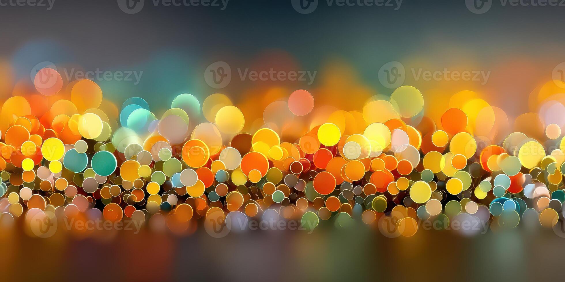 Colorful bokeh lights create a vibrant atmosphere in a nighttime city setting during a festive celebration photo