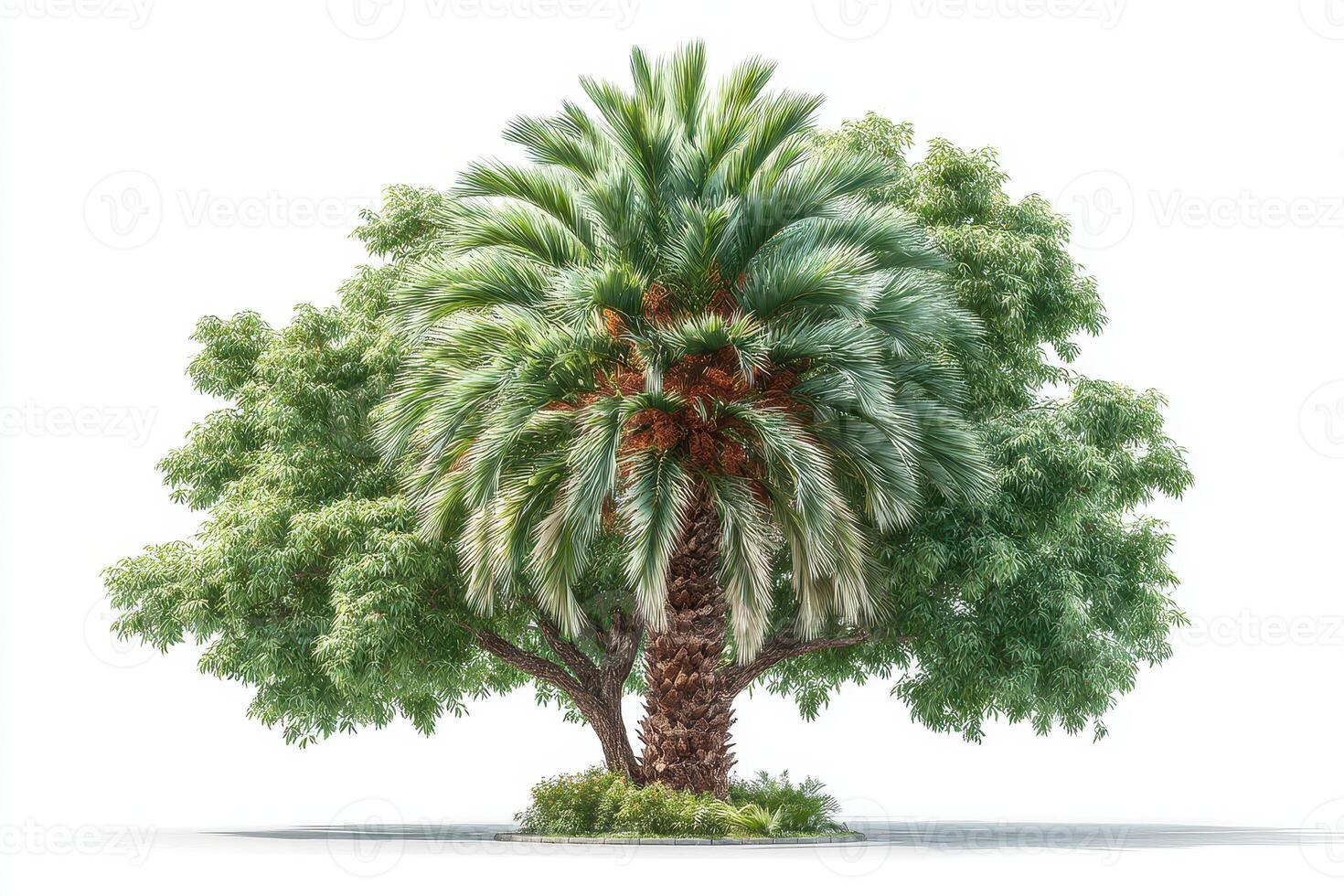 Lush palm tree and greenery in bright natural light in a tranquil setting photo