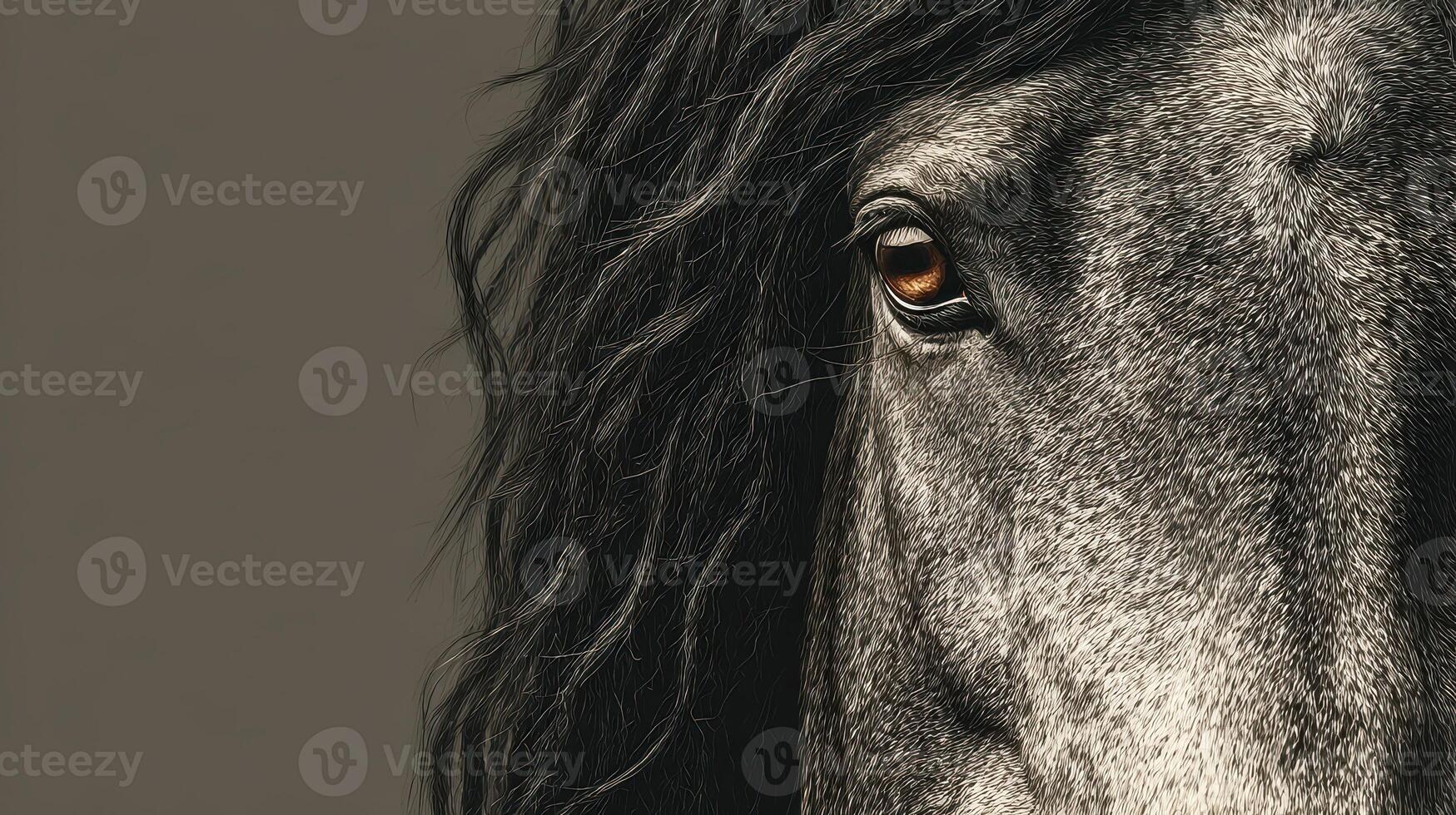 Close-up view of a majestic horse's expressive eye revealing deep emotion and rich texture in an artistic setting photo