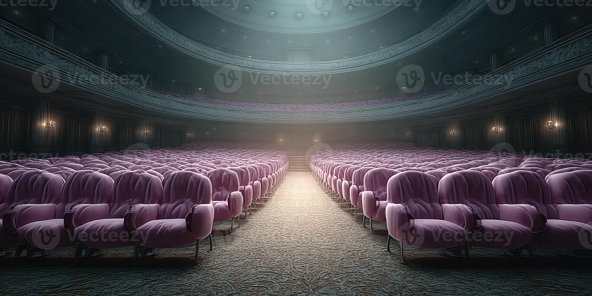 Elegant theater with plush seating and dim lighting creating a serene atmosphere for performances photo