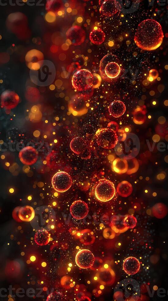 Visual representation of glowing orbs and particles floating in vibrant colors photo