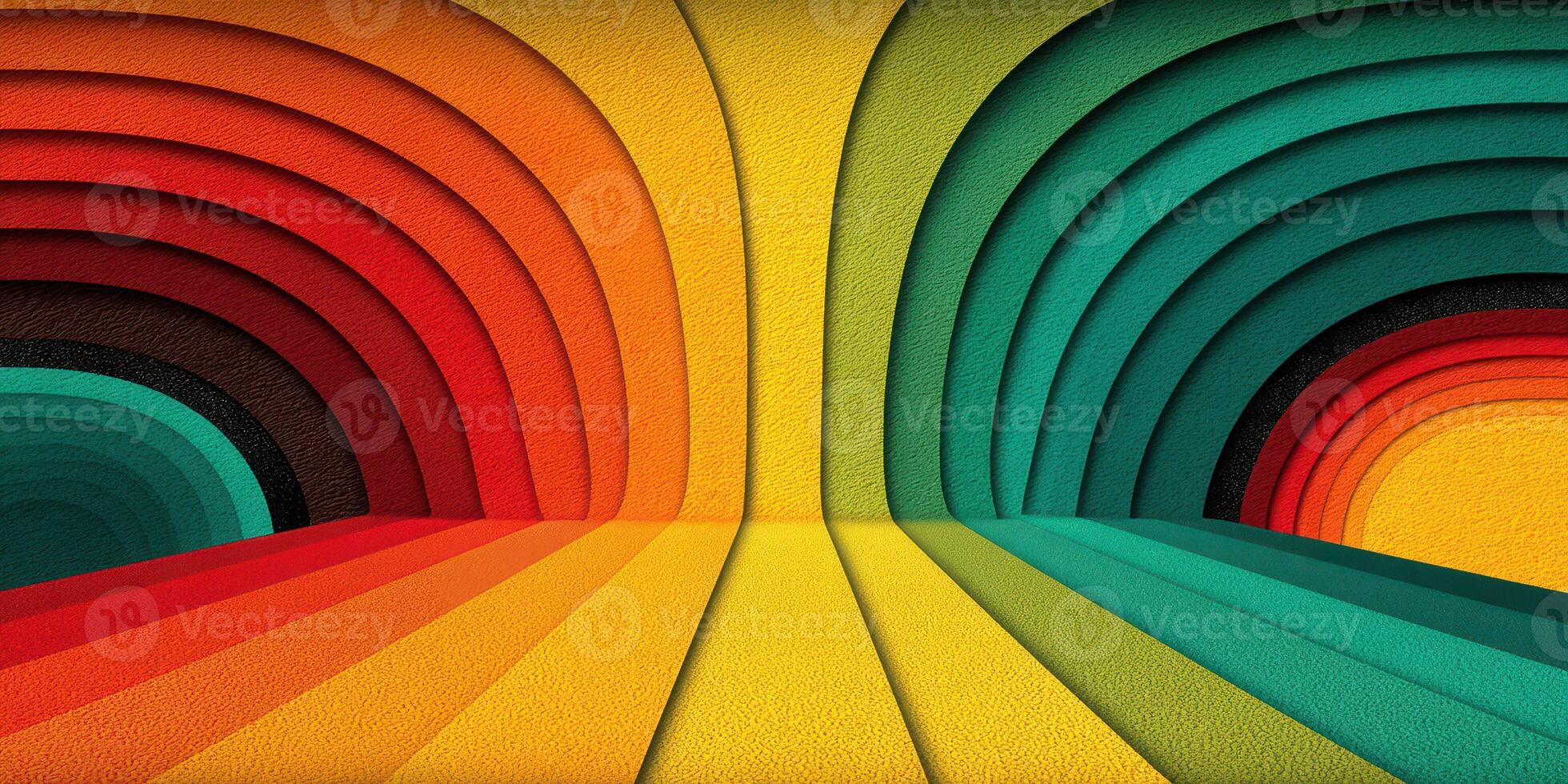 Vibrant abstract art with layered colors and curves in a modern design setting photo