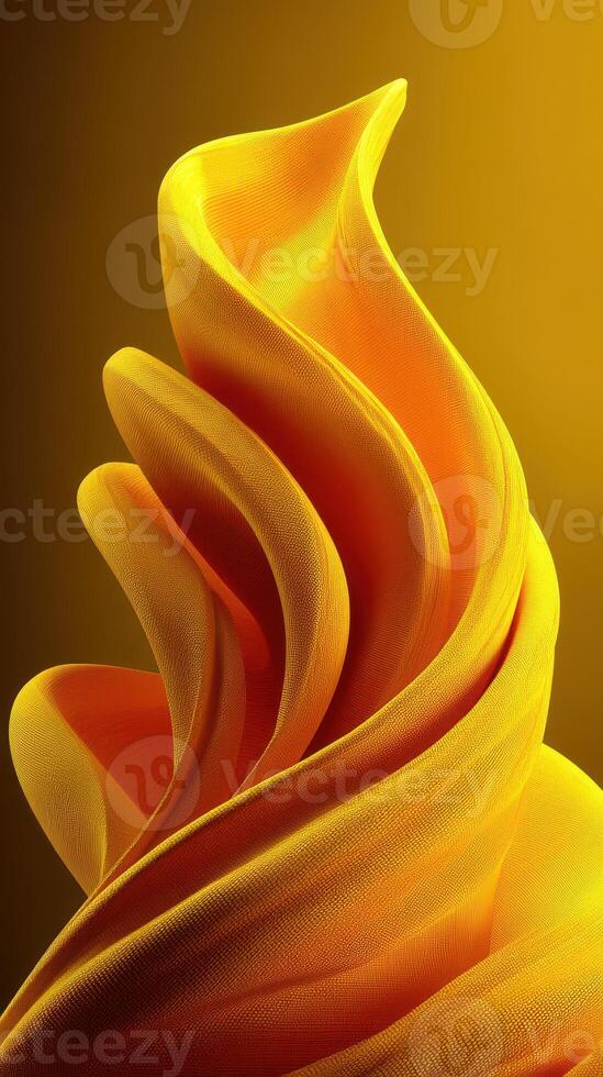 Vibrant waves of golden fabric flowing elegantly against a warm backdrop photo