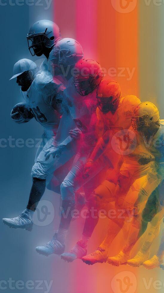 Dynamic movement of a football player in action at a sunny outdoor practice session photo