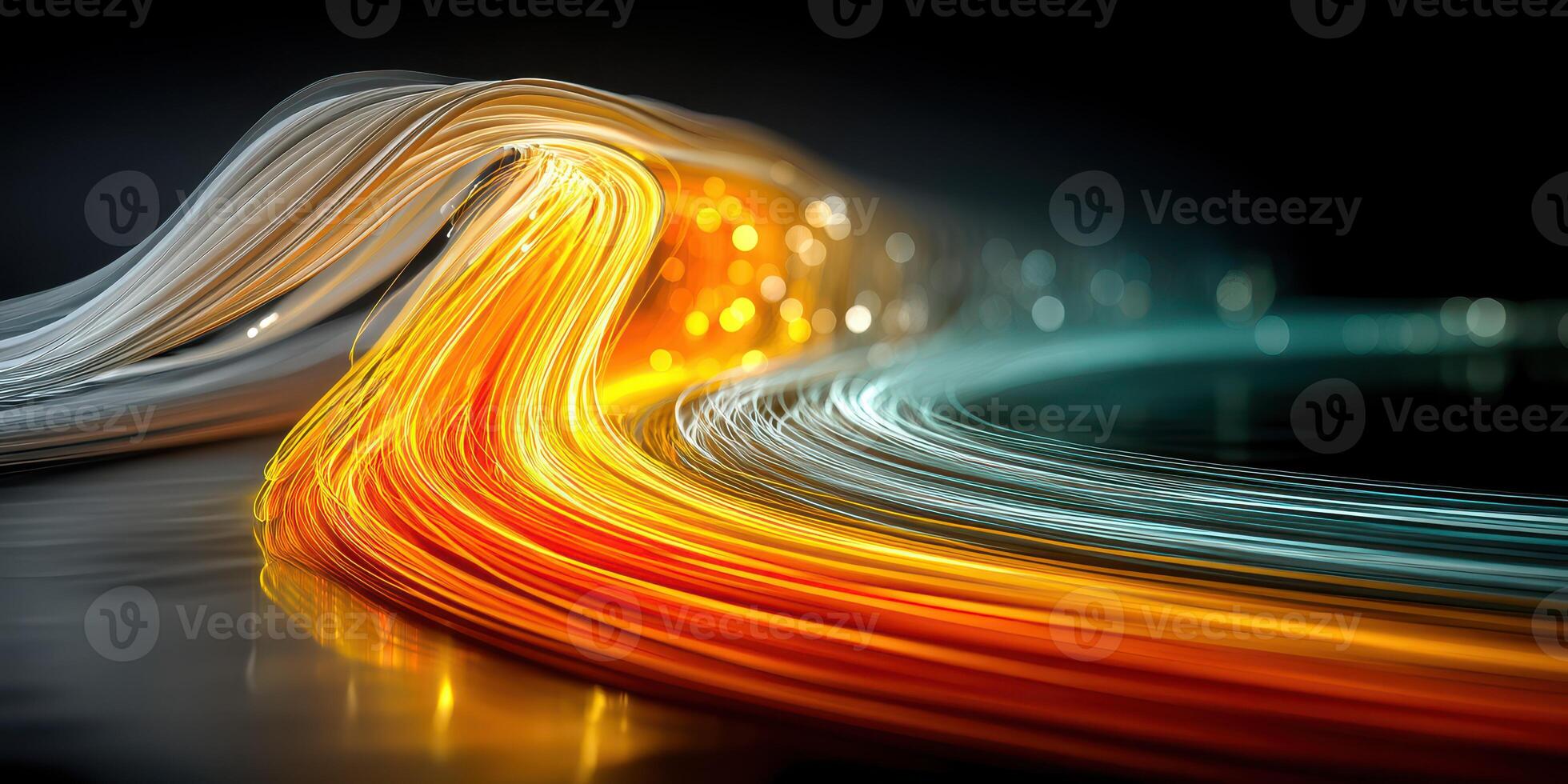 Dynamic flow of light streams creating vibrant patterns in a dark space during a creative design exploration photo