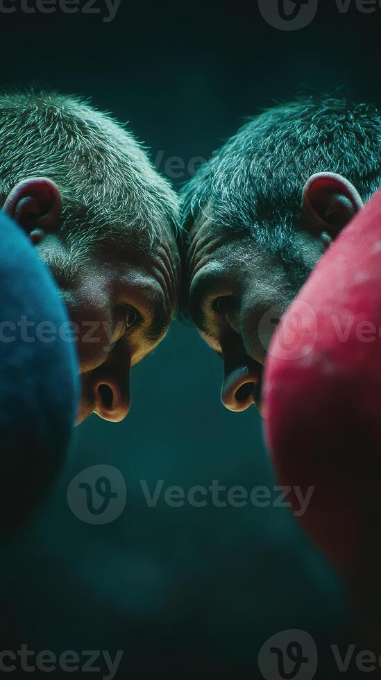 Intense focus during a head-to-head confrontation in a competitive sports environment photo