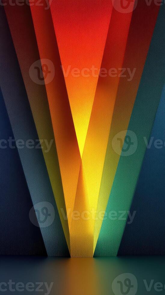 Vibrant geometric patterns create a stunning visual display of colors in a contemporary art installation photo