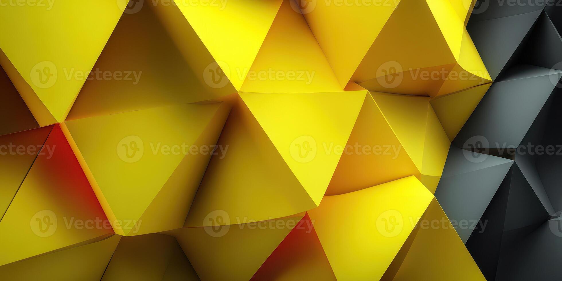 Colorful geometric pattern of yellow and black triangles arranged in a dynamic design photo