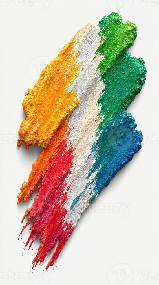 Bright colors of paint create an artistic arrangement on a white background showcasing creativity and natural beauty photo