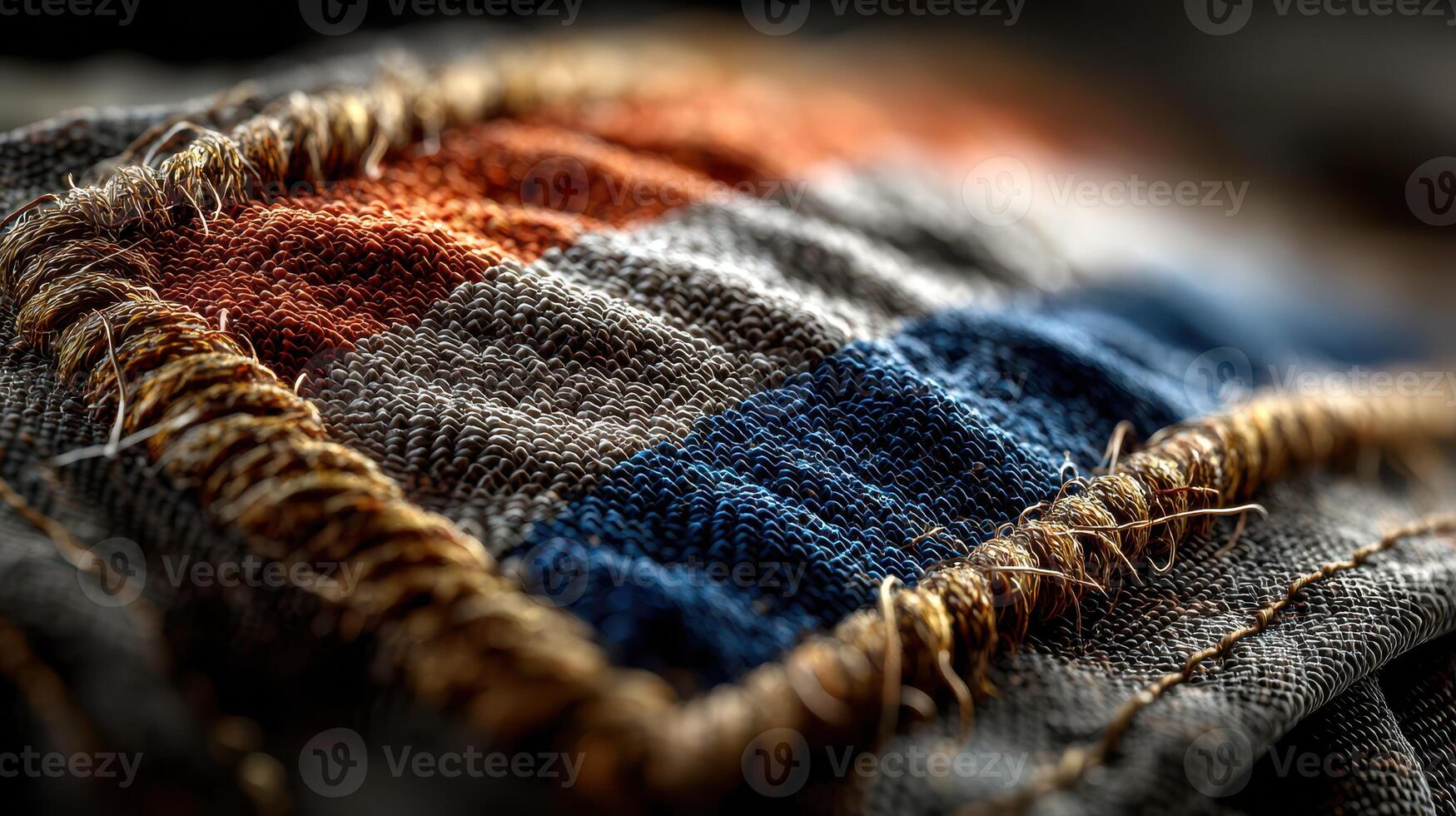 Detailed textile pattern showcasing vibrant colors and textures on fabric during a close-up shot in natural light photo