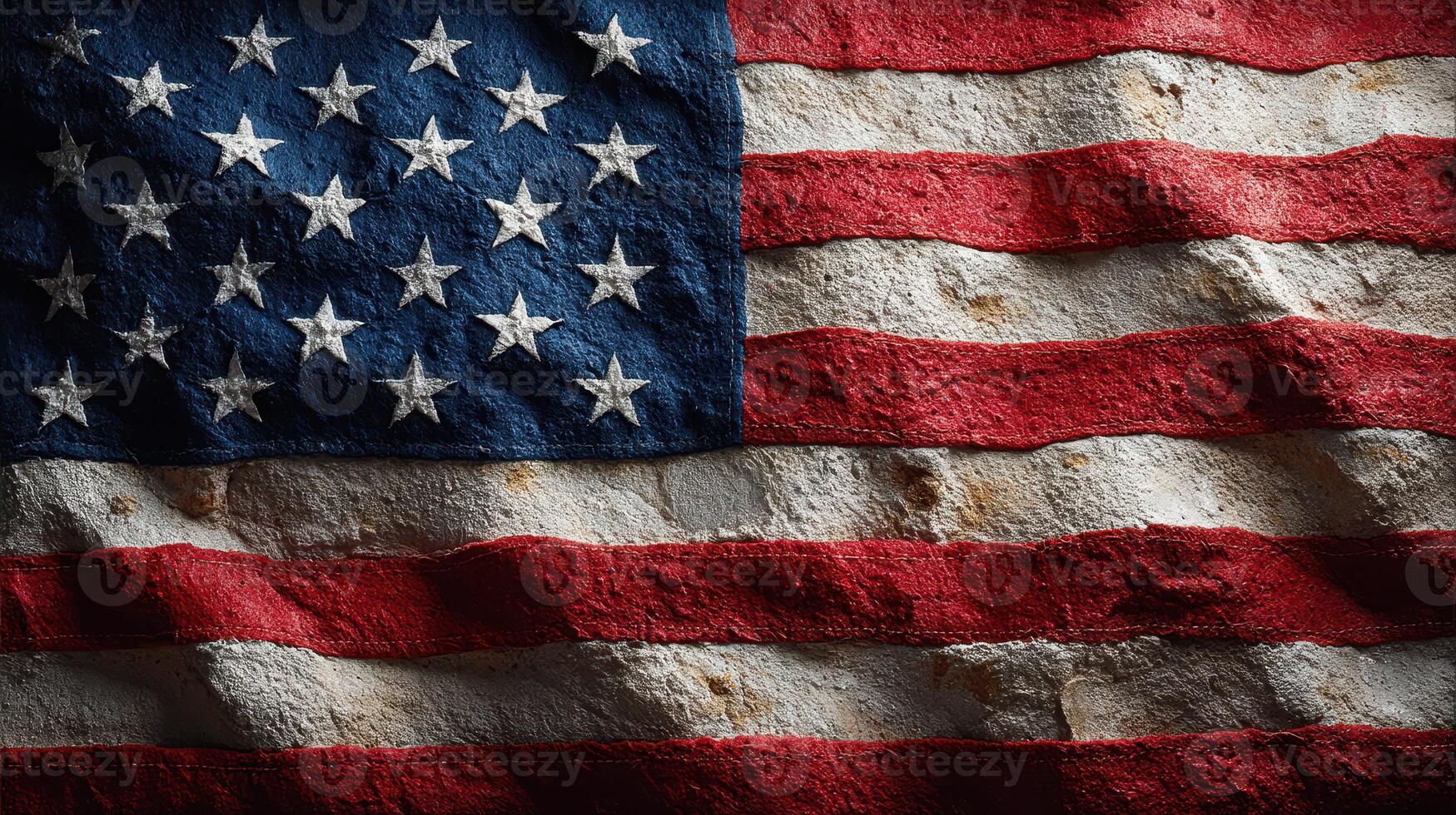 American flag displayed prominently in a rustic setting with a textured background photo