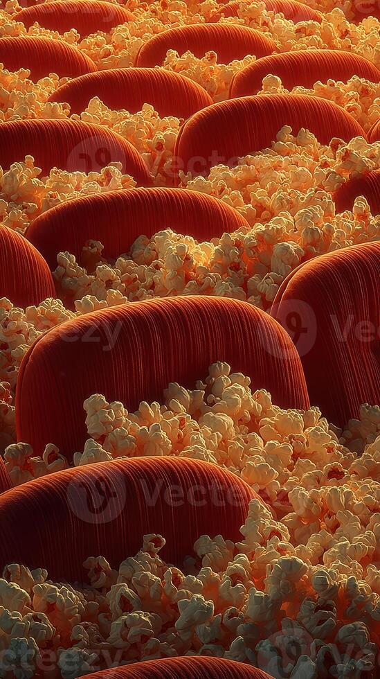 Colorful texture of popcorn kernels on a colorful background in a creative food arrangement captured up close photo