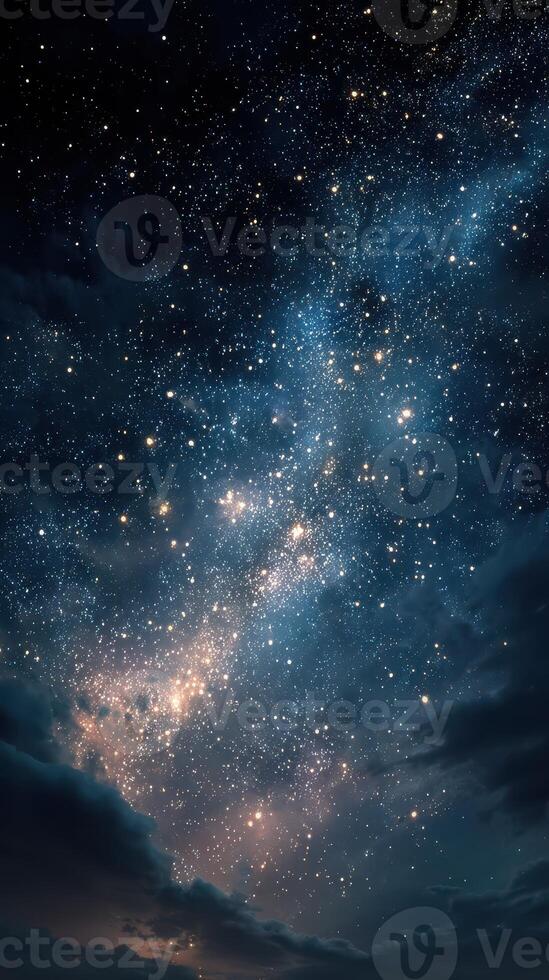 Starlit sky over a calm night showcasing numerous stars and celestial clusters in a vast expanse of darkness photo