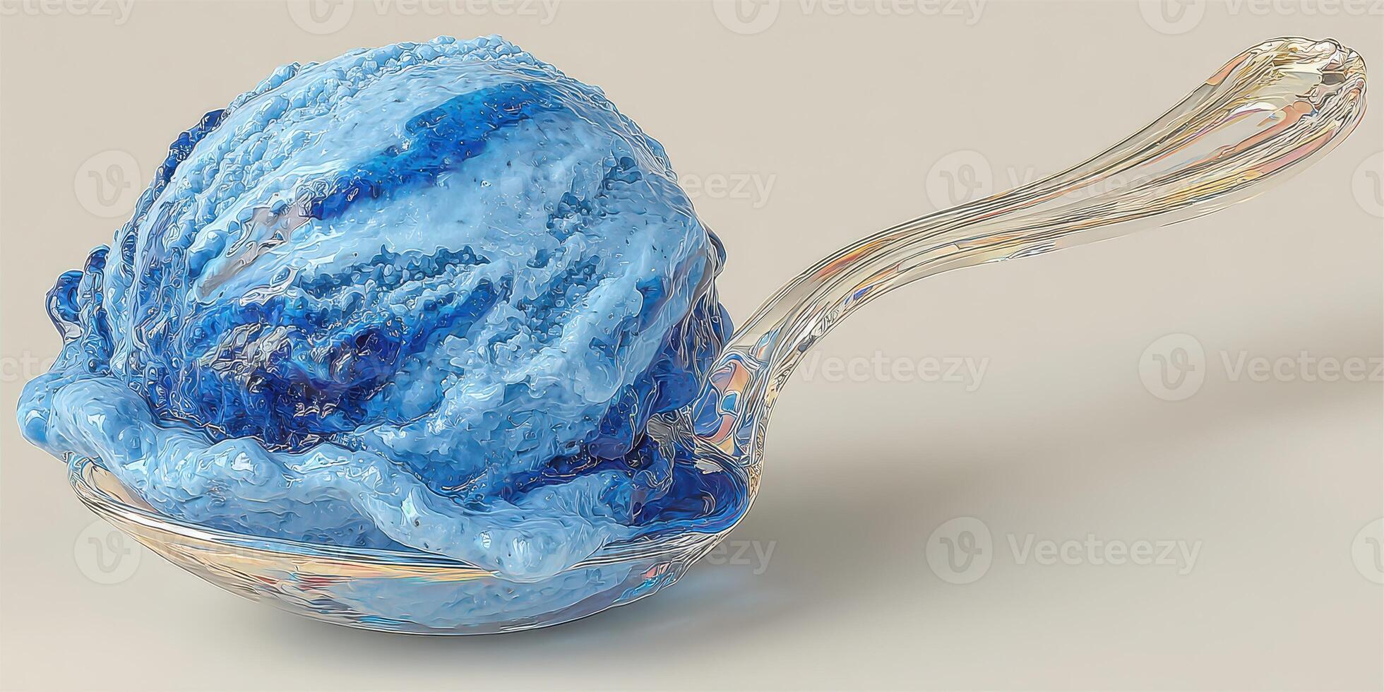 Delightful blue ice cream served in a clear dish ready to enjoy on a sunny day photo
