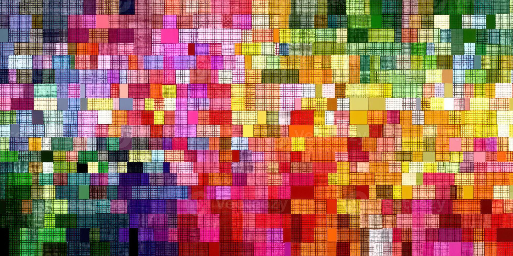 Colorful abstract pattern showcasing vibrant squares in a dynamic arrangement, perfect for modern decor or artistic projects photo