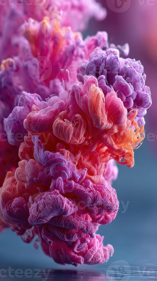 Colorful abstract formations in soft hues create a mesmerizing underwater scene with intricate details and patterns photo