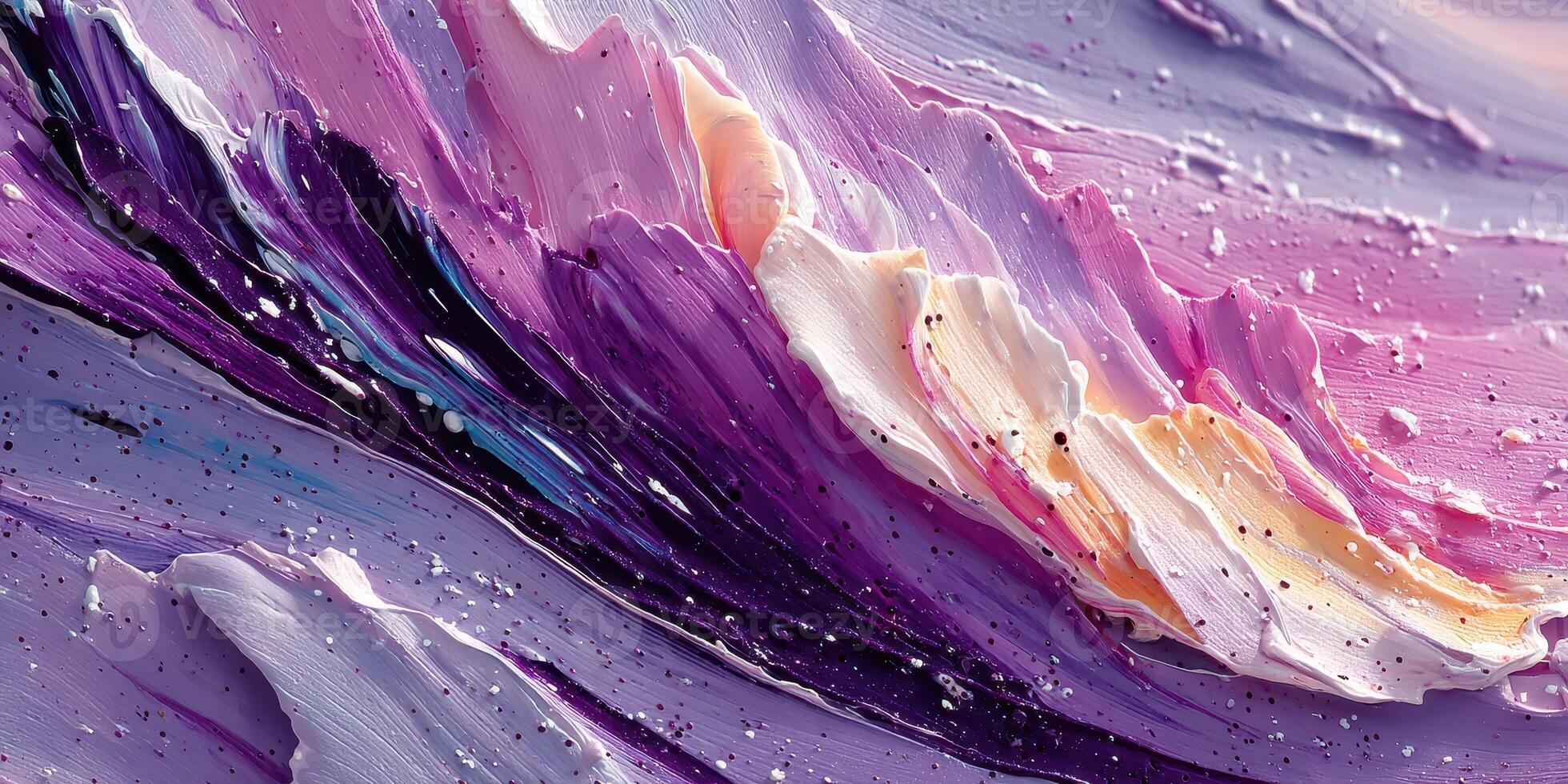 Colorful abstract painting showcasing swirling purple and pink hues with dynamic texture and movement, highlighting artistic creativity and expression photo