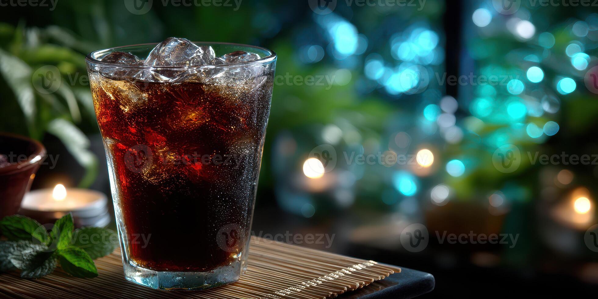 Refreshing beverage served with ice in a cozy, well-lit setting ideal for relaxation photo