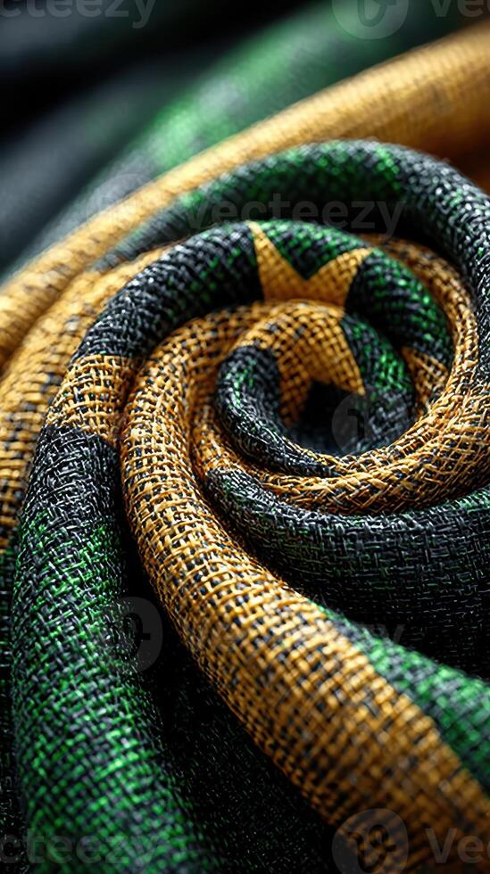 Textured fabric in vibrant colors showcasing intricate patterns and craftsmanship for artistic projects or decor photo