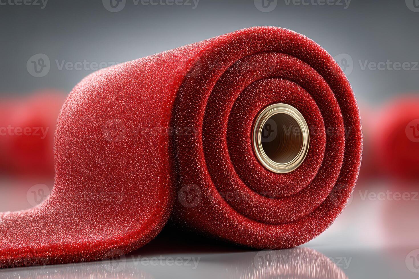 Bright red foam roll displayed intricately in a workshop setting during daylight hours photo