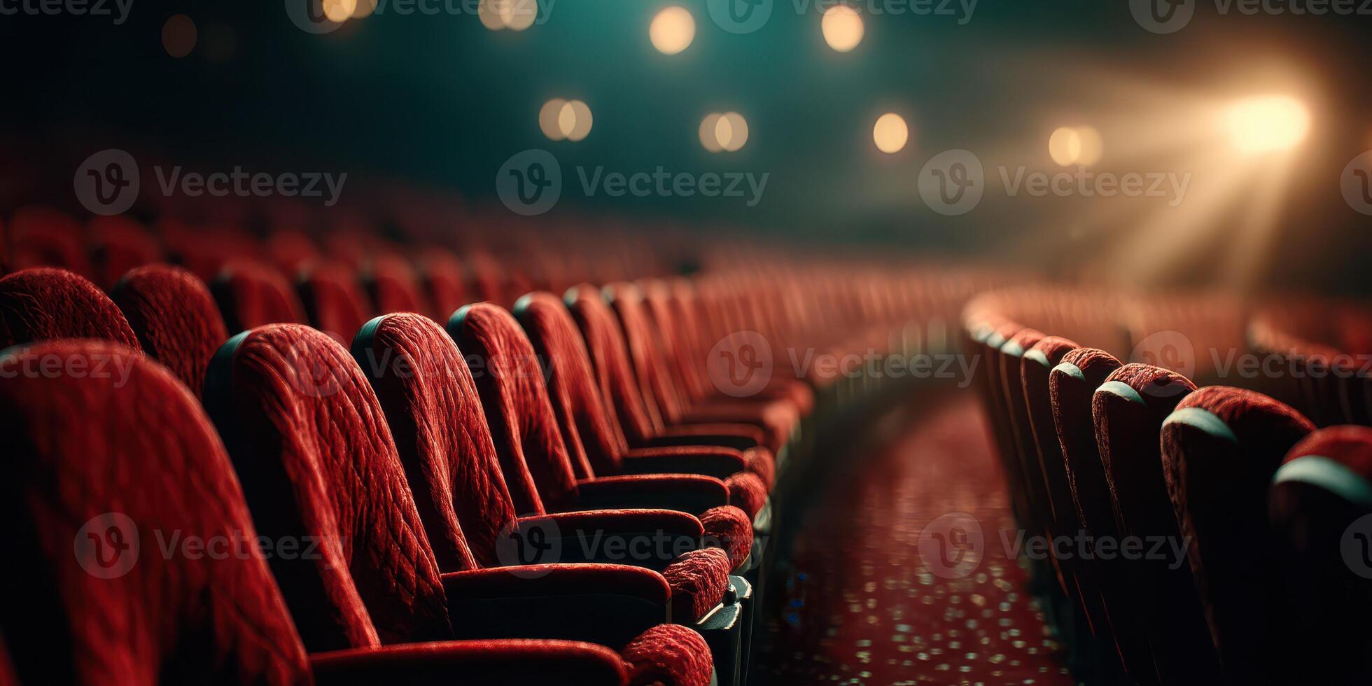 Empty red theater seats create a vibrant atmosphere before the show begins in a classic venue photo