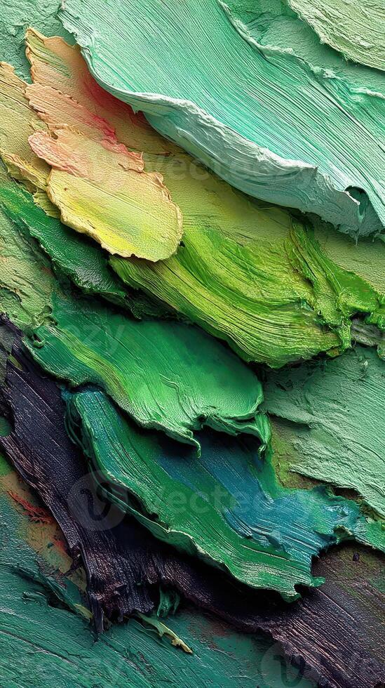 Colors blend in vivid layers of paint showcasing texture and abstract beauty photo
