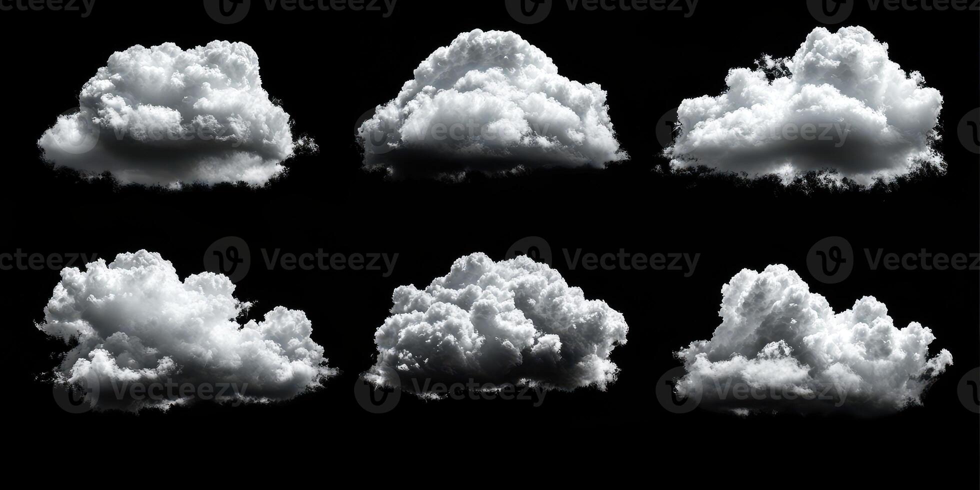 Various cloud formations against a black background showcasing different shapes and textures during a calm moment photo