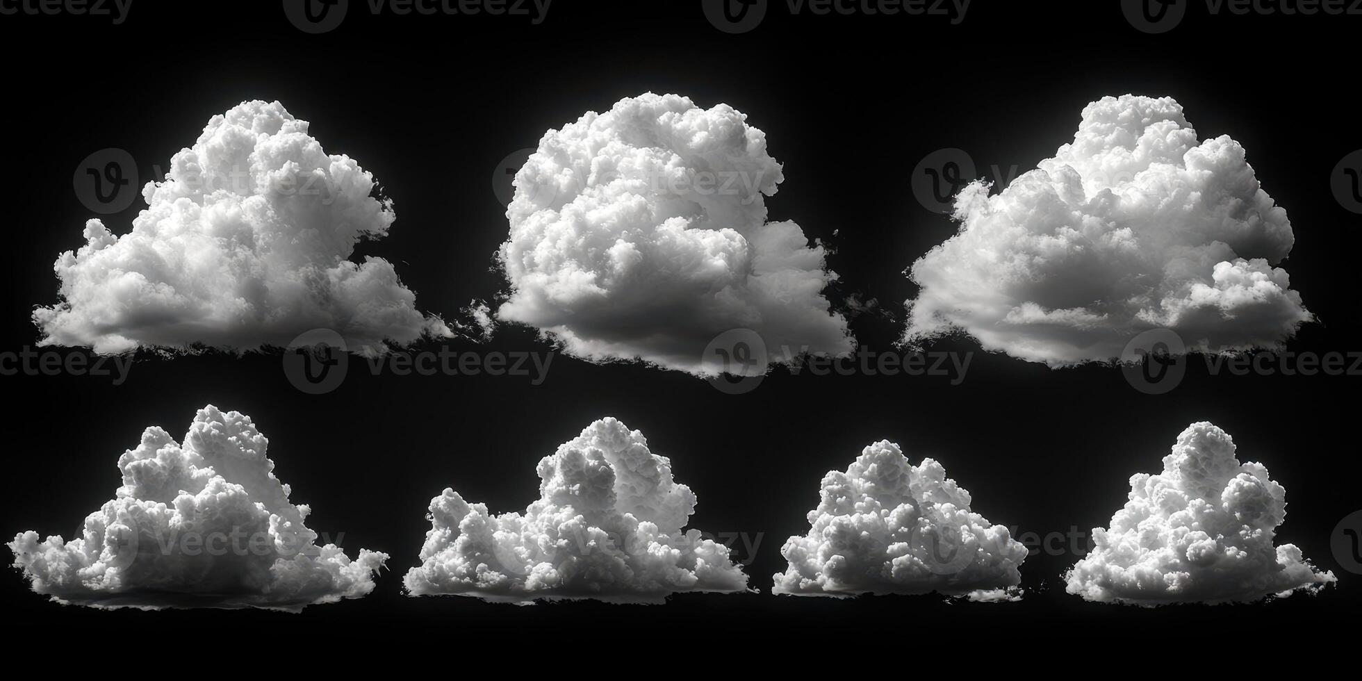 Various types of fluffy clouds against a dark sky showcase unique shapes and formations during the afternoon photo