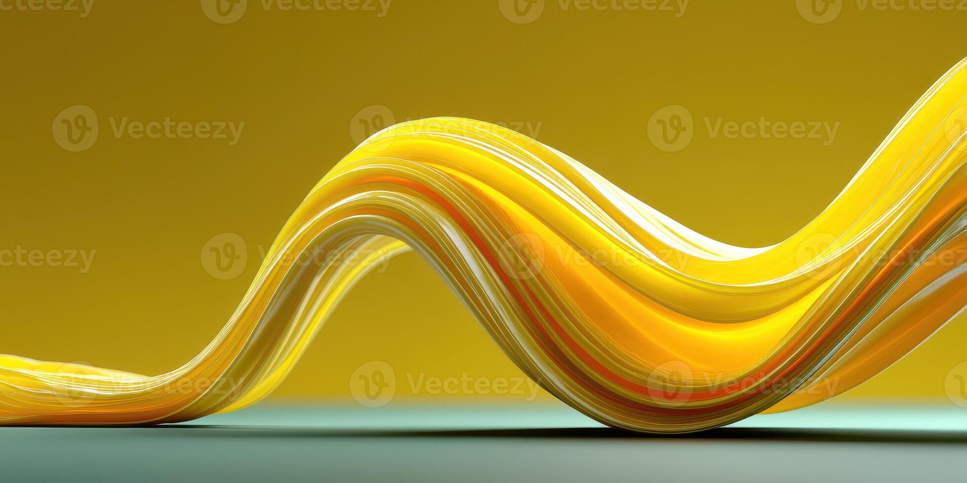 Bright yellow abstract wave design with smooth curves on a contrasting background in a modern art style photo
