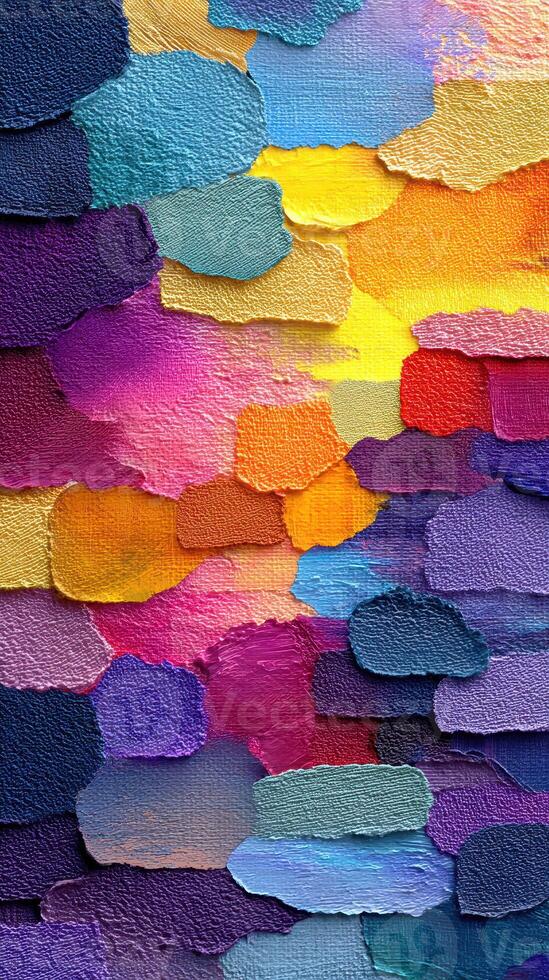 Colorful abstract texture created with layered paint strokes reflecting vibrant hues and artistic expression photo